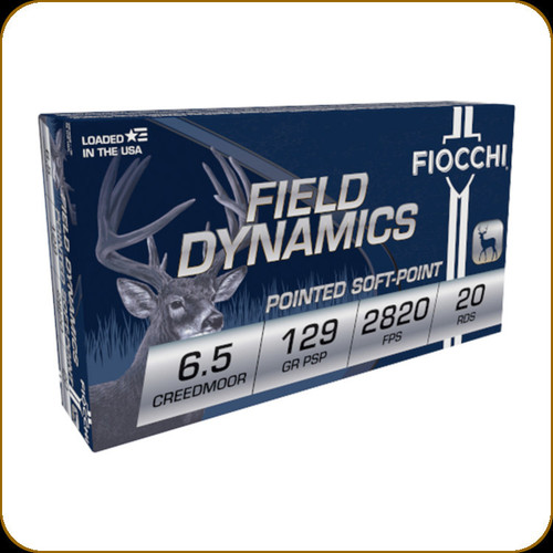 Fiocchi - 6.5 Creedmoor - 129 Gr - Field Dynamics - Pointed Soft Point - 20ct - 65CMB Fiocchi - 6.5 Creedmoor - 129 Gr - Field Dynamics - Pointed Soft Point - 20ct - 65CMB