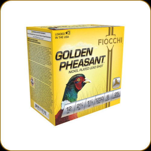 Fiocchi - 12 Ga 2.75" - 1 3/8oz - Shot 6 - Golden Pheasant - Nickel Plated Lead Shot - 25ct - 12GP6