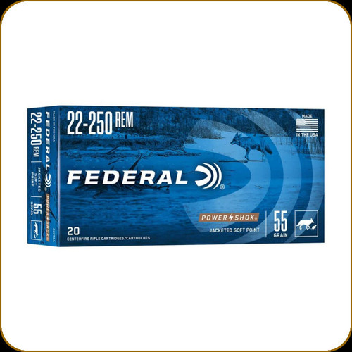 Federal - 22-250 Rem - 55 Gr - Power-Shok - Jacketed Soft Point - 20ct - 22250A