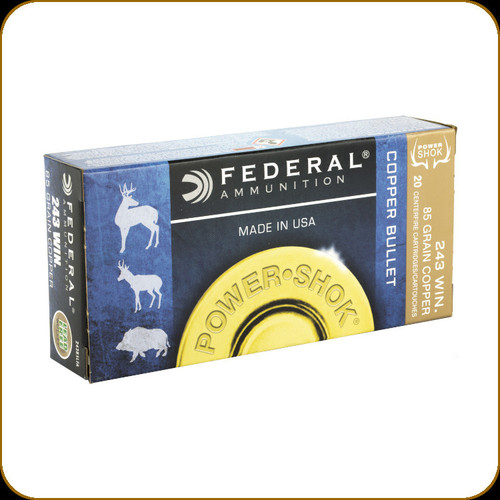 Federal - 243 Win - 85 Gr - Power-Shok - Copper Hollow Point - 20ct - 24385LFA