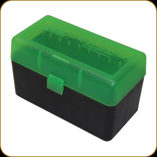 MTM - Case Gard - RS-S-50 Series Ammo Box -  22-250/6mm PPC/7mm BR -  50rd - Clear Green and Black - RS-S-50-16T