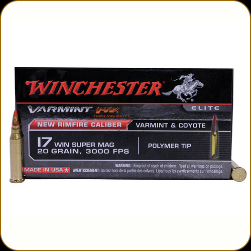 Winchester - 17 Win Super Mag - 20 Gr - Varmint HV - Polymer Tip - 50ct - S17W20