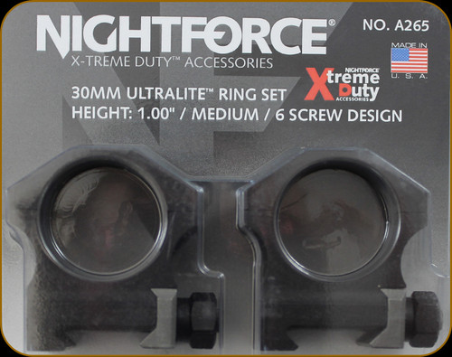 Nightforce - XTRM - Ring Set - 1.0" Medium - 30mm - Ultralite - 6 Screw - A265
