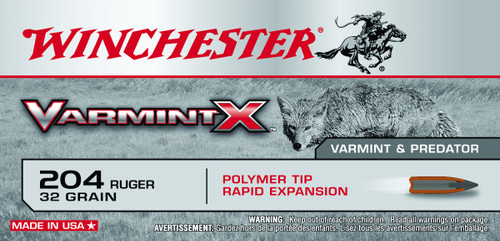 Winchester - 204 Ruger - 32 Gr - Varmint X - Polymer Tip Rapid Expansion - 20ct - X204P Winchester - 204 Ruger - 32 Gr - Varmint X - Polymer Tip Rapid Expansion - 20ct - X204P