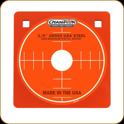 Champion - AR500 USA Steel Target - Non-Magnum Pistol Rated - 1/4" - 8" Square - Orange - 44909