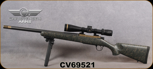 Consign - Christensen Arms - 6.5Creedmoor - Ridgeline - Green w/Black & Tan Webbing/Bronze Cerakote/Carbon Fiber Wrapped Stainless, 20"Threaded Barrel, 1:8", 150rds fired - c/w Leupold VX-5HD, 3-15x44, CDS Plex, 2 Custom Dials, Magpul Bipod
