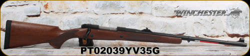 Winchester - 375H&H - Model 70 Safari Express - Grade I Walnut w/Deluxe Cheekpiece/Matte Blued, 24"Barrel, Fully Adjustable rear sight, hooded front sight, Mfg# 535204161, S/N PT02039YV35G