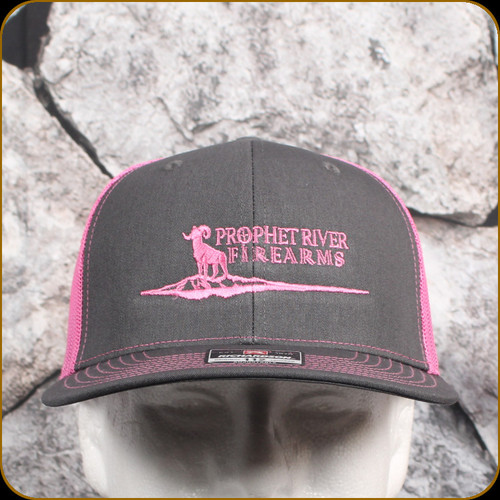 Prophet River - Logo Trucker Hat - Charcoal w/Neon Pink Mesh - Neon Pink Logo