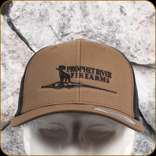 Prophet River - Logo Trucker Hat - Coyote Brown w/Black Mesh - Black Logo
