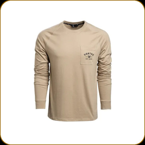 Vortex - Men's Outland Heavyweight Long Sleeve Pocket Tee - Tan - X-Small - 225-01-TAN-XS