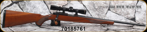 Used - Ruger - 22LR - Model 77/22 - Select Walnut Stock/Matte Blued, 20"Barrel, Black Bolt, c/w Leupold Vari-X, 2x7 Rimfire Special, Fine Duplex reticle
