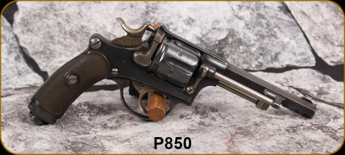 Used - Swiss Ordnance - 7.5Swiss - Model 1882 - Antique Revolver - Black checkered grips/Blued Finish, 4.5"Barrel, stainless hammer & Trigger - Letter of antiquity included - NO PAL REQUIRED - S/N P850