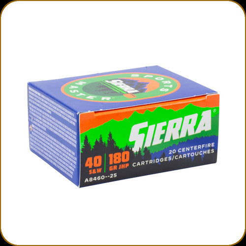 Sierra - 40 S&W - 180 Gr - Sports Master - Jacketed Hollow Point - 20ct - A8460-25
