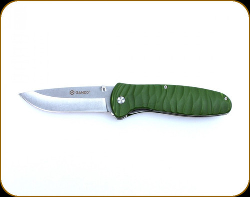 Ganzo - G6252 Knife - 89mm Blade - BRD4116 Steel - Green Fiberglass Handle - G6252-GR