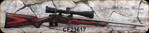Consign - Cooper - 17HMR - Model 57M LVT - Red Laminate Stock w/Vented Forend/Blued Action/Stainless, 24"Barrel, c/w Zeiss Conquest HD5, 3-15x42 Plex reticle - in black hard case