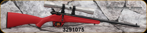 Consign - Savage - 22LR - Rascal - Youth Single Shot - Bolt Action Rifle - Red Synthetic Stock/Blued Finish, 16.25" Barrel, Mfg# 13795 - c/w Bushnell 4x32S, Plex reticle