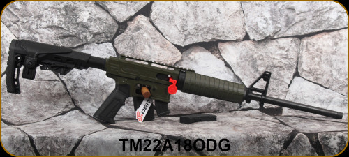 Derya - 22LR - TM-22 Feather - Semi-Auto Rimfire - Adjustable Stock/OD Green Receiver/Blued, 18"Threaded(1/2x28UNEF), Carry Handle Integrated Sight w/front sight, (2)magazines, Mfg# C103/TM22-A-18-ODG