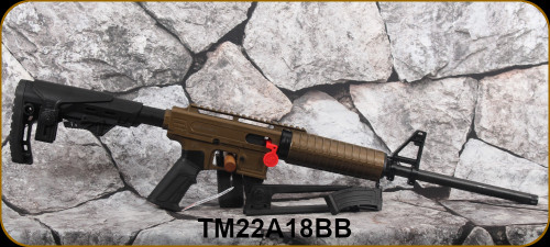 Derya - 22LR - TM-22 Feather - Semi-Auto Rimfire - Adjustable Stock/Burnt Bronze Receiver/Blued, 18"Threaded(1/2x28UNEF), Carry Handle Integrated Sight w/front sight, (2)magazines, Mfg# C102/TM22-A-18-BB