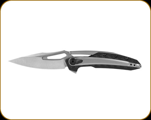 Zero Tolerance - 0990 - 3.25" Blade - CPM 20CV - Black and Silver Carbon Fiber w/Steel Overlay Handle - 0990