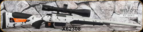 Consign - Tikka - 6.5Creedmoor - T3x Varmint - Snow Camo w/Black Grip Surfaces Polymer Stock/White Cerakote Finish, 23.7"Heavy Barrel, 1:8"Twist, c/w (2)magazines, Athlon Midas, 5-25x56mm, APLR4 FFP 24X reticle