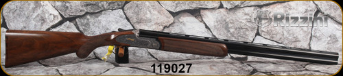 Rizzini - 12Ga/3"/28" - Artemis Light - O/U - Grade 2.5 Turkish Walnut Prince of Wales grip/Engraved Coin finish w/Gold banner inlay/Chrome-Lined Barrels, Boxlock, automatic ejectors, single selective trigger - S/N 119027