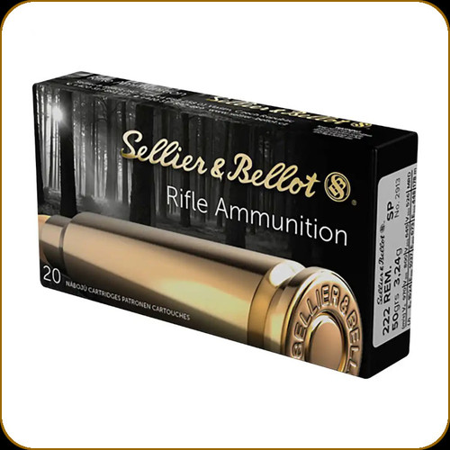 Sellier and Bellot - 222 Rem - 50 Gr - Rifle Ammunition - Soft Point - 20ct - 2913/330120