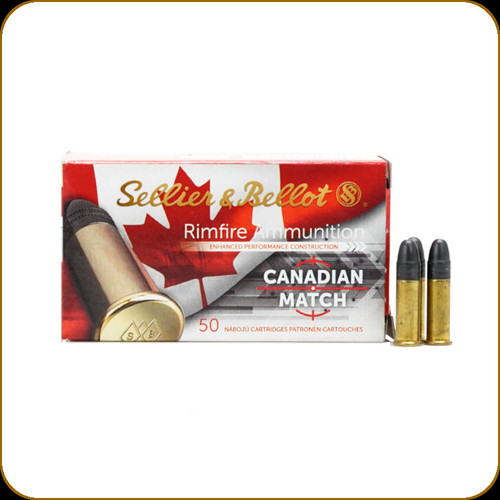 Sellier and Bellot - 22 LR - 40 Gr - Rimfire Ammunition - Canadian Match - Lead Round Nose - 50ct - V355297C