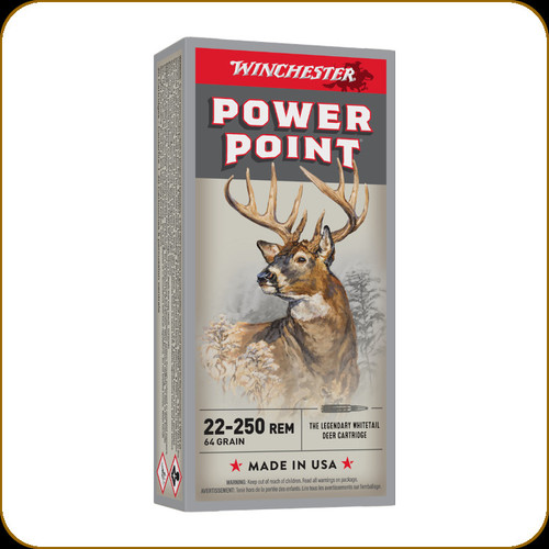 Winchester - 22-250 Rem - 64 Gr - Power Point -  20ct - X222502