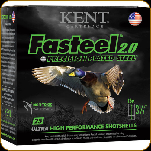 Kent - 12 Ga 3.5" - 1 3/8oz  - Shot 2 - Fasteel 2.0 - Precision Plated Steel Ultra High Performance - 25ct - K1235FS40-2