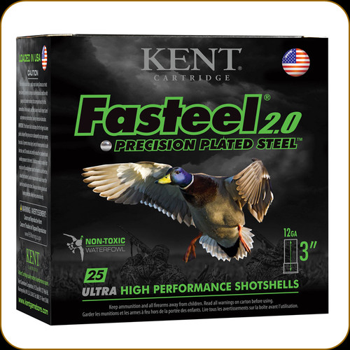 Kent - 12 Ga 3" - 1 1/4oz - Shot 1 - Fasteel 2.0 - Precision Plated Sttel Ultra High Performance - 25ct - K123FS36-1