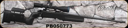 Consign - Weatherby - 338LapuMag - Mark V - black Textured Tactical Stock w/Adj.comb/Blued, 26"Fluted Barrel, c/w Huskemaw 5x20LR scope, Huntsmart ret., Arca Rail, Talley scope rail, MDT rings, TriggerTech Trigger, Dies - in black hard case