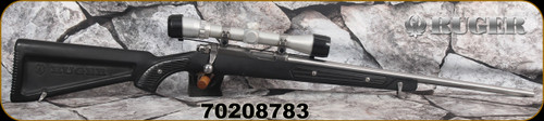 Consign - Ruger - 22LR - Model 77/22 All-Weather Stainless - Canoe Paddle Black Synthetic Stock/Brushed Stainless Finish, 20"Barrel, c/w Bushnell Sportview, 3-9x40, plex reticle