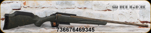 Ruger - 6mmCreedmoor - American Rifle Gen II Predator - Green Splatter Gen II American Stock/Burnt Bronze Cerakote, 22"Spiral Fluted Barrel, Threaded(5/8"-24), Picatinny Scope Base, Mfg# 46934