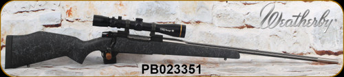 Consign - Weatherby - 257WbyMag - Mark V Accumark - Black w/Grey Web Synthetic Stock/2-Toned Fluted Spun Stainless w/Graphite Black Cerakote, 26"Barrel, c/w Leupold VX-III LR 4.5-14x40, Multiple Holdover reticle, scope level - only 25rds fired