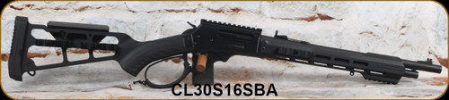 Canuck - 30-30Win - Wrangler Side Eject Blackout - Lever Action - Black Skeleton Stock w/MLOK Forend/Black Finish, 16.5"Threaded(5/8-24)Barrel, Ramp/Fibre Optic front sight, Mfg# CL30S16SBA