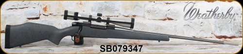 Consign - Weatherby - 257WbyMag - Mark V - Grey w/Black Web Synthetic Stock/Two Tone Spum Stainless & Graphite Cerakote, 26"Fluted Barrel, c/w Zeiss Conquest 4.5-14x44 MC, plex reticle