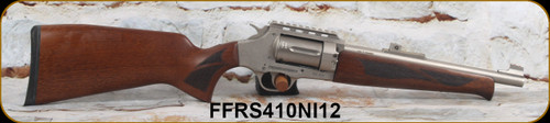 Federation Firearms - 410Ga/3"/12" - RS-410 Nickel - Revolver Shotgun - Turkish Walnut Stock/Matte Nickel Finish, Bead Front Sight, 5 Chokes, 2 Cylinder Plugs w/Soft case, Mfg# FF-RS410-NI-12