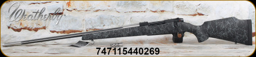 Weatherby - 6.5-300WbyMag - Mark V Accumark 2.0 - Left Hand Black w/Grey spiderweb accents Hand-laid, raised Monte Carlo fiberglass stock w/matte gel coat/Spun Stainless w/Graphite Black Cerakote, 26"2-Toned Fluted Barrel, Mfg# MAM01N653WL8B
