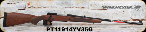 Winchester - 375H&H - Model 70 Alaskan - CRF bolt-action - Black Walnut Monte Carlo Stock/Blued, 25"Barrel, Hinged Floorplate, Folding adj. rear sight, hooded brass bead front, M.O.A. Trigger System, Mfg# 535205138, S/N PT11914YV35G