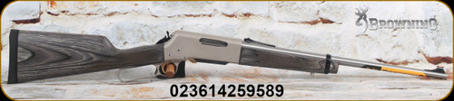 Browning - 243Win - BLR Lightweight '81 Stainless Takedown - Lever Action - Gray laminated, satin finish straight grip stock w/cut checkering/satin nickel receiver finish/stainless, 20"Barrel, Mfg# 034015111 - STOCK IMAGE