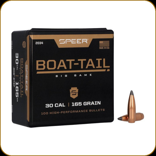 Speer - 30 Cal - 165 Gr - Boat-Tail - Jacketed Soft Point Boat Tail - 50ct - 2034