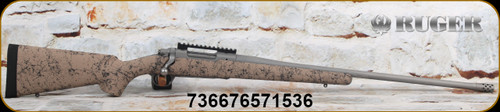 Ruger - 6.5PRC - Hawkeye FTW Hunter - H-S Precision Tan-Black Speckled Synthetic Stock/Hawkeye Matte Stainless, 24"Threaded(5/8"-24)Barrel, 4 round capacity, 20 MOA Picatinny rail, radial-port muzzle brake, Mfg# 57153