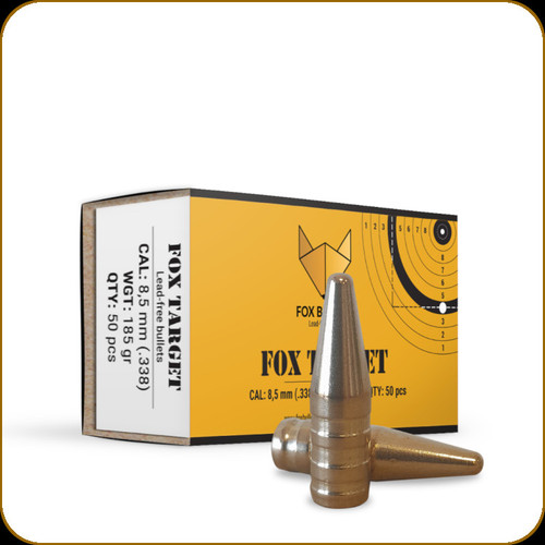 Fox Bullets - 8.5mm (.338) - 185 Gr - Target - Lead-Free - 50ct