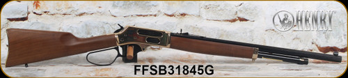 Henry - 45-70Govt - Brass Lever Action Rifle - American Walnut Stock and Forend/Polished Hardened Brass Receiver/Blued Finish, 22"Octagon Barrel, 4 Round Capacity, Mfg# H010BG, S/N FFSB31845G