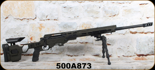Used - Cadex - 6.5Creedmoor - CDX30 Guardian Lite - OD Green Reverse folding buttstock/Blued, 26"Bartlein Barrel, Threaded(5/8"-24), MX1 Brake, 20MOA Top Rail - CDX30-LITE-6.5-26 c/w Accu-Tac SR5 Bipod, (3)MDT windowed poly mags - in CDX Drag Bag