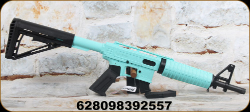 Derya - 22LR - TM-22 Feather Compact - Semi-Auto Rimfire - Adjustable Stock/Egg Blue Receiver/Blued, 12"Threaded(1/2x28UNEF), Carry Handle Integrated Sight w/front sight, (2)magazines, Mfg# C113/TM22-A-12-EGGBLUE