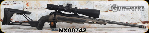 Gunwerks - 7mmPRC - Endex Rifle System - FDE Type III hard anodized Endex billet aluminum chassis w/CF inserts,Adj.comb/C40 contour carbon wrap 416R stainless, 20"Thr.Barrel, Leupold Mark 5HD 5-25x56 RH1 MOA non-ill. S/N NX00742