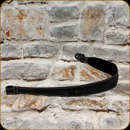 Levy's Leather - Trophy Series - 2 1/4" Veg-Tan Leather Cobra Deluxe Series Rifle Sling - Basket Weave Design - 29" to 36" - Black - SD20T02-BLK