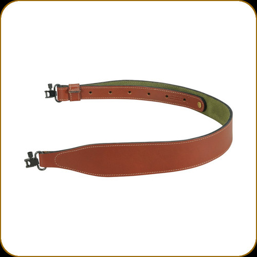 Levy's Leather - Guide Series - 2 1/4" Veg-Tan Leather Cobra Rifle Sling w/Swivels - 28" to 36" - Walnut - SN86-WAL