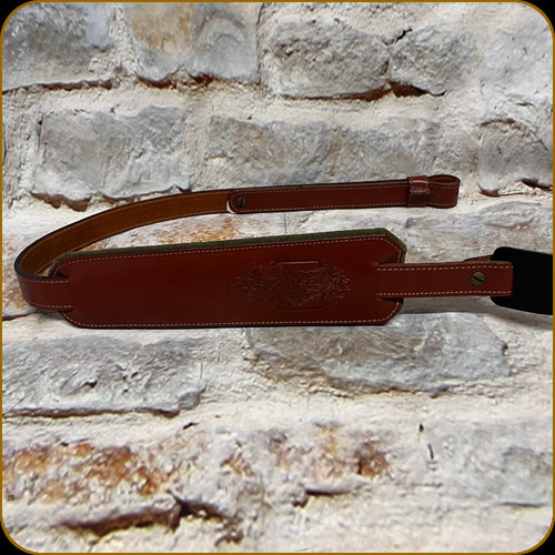 Levy's Leather - 1" Veg-Tan Leather Rifle Sling w/2 1/2" Movable Foam Pad w/Coyote Design Embossing - 32" to 36" - Walnut - SN76C-WAL